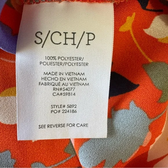 CABI #5892 Visionary Replay Womens Orange Floral V-neck Shirt Size Small - Picture 7 of 9